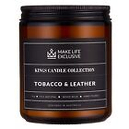 Scented Candles for Men | Tobacco & Leather Scented | Wood Wick, Long Lasting, M