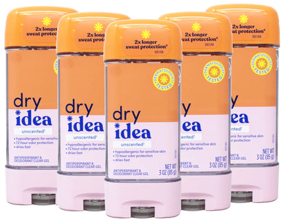 5 Pack  Advanced Dry Unscented Antiperspirant & Deodorant Gel 3 Oz Each