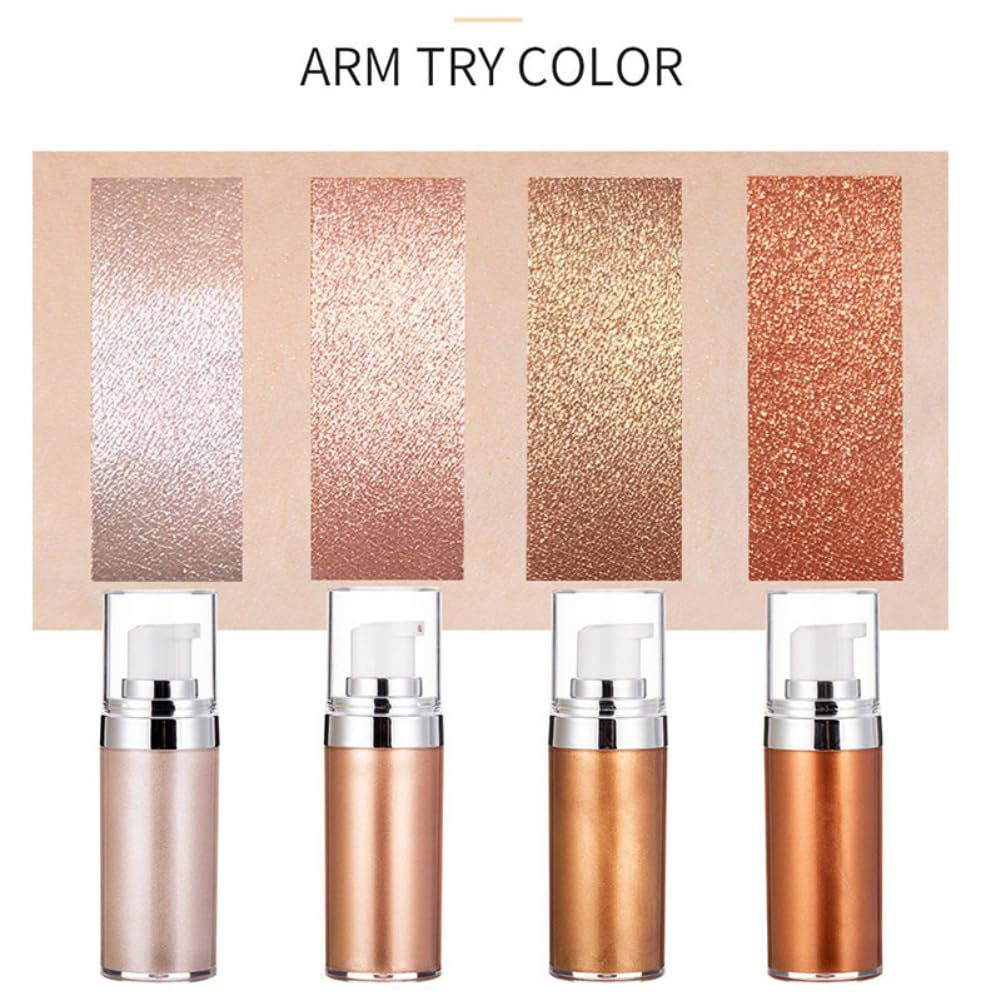 Body Shimmer Oil, Liquid Body Illuminator Drops Face Body Shimmer Oil Long Lasting Smooth Liquid Highlighter Stick Shimmer Highlighter Liquid Bronzer for Face Body Glitter(#03)