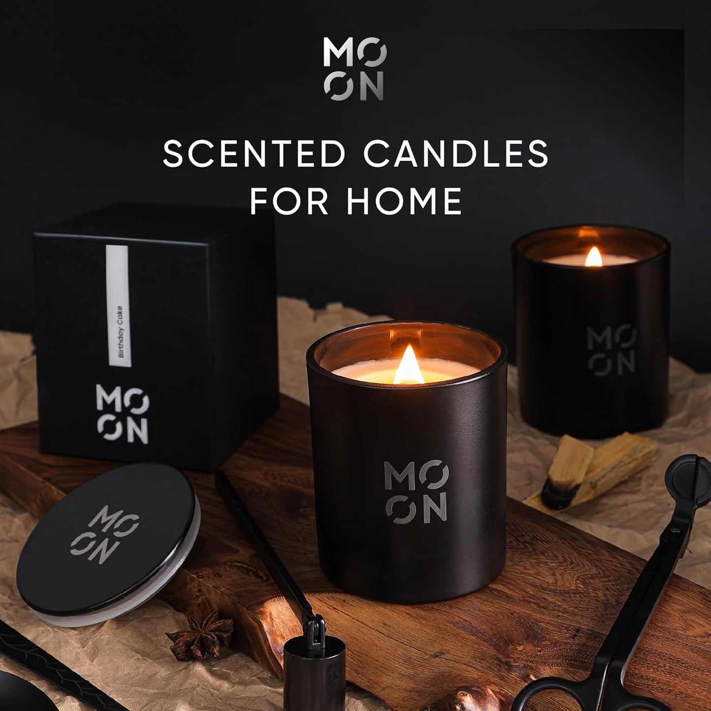 Luxury Candles for Home by  | Wood Wick Candles | Candles Vanilla |Vanilla Candles for Men | Non Toxic Candles | Vanilla Black Candles |