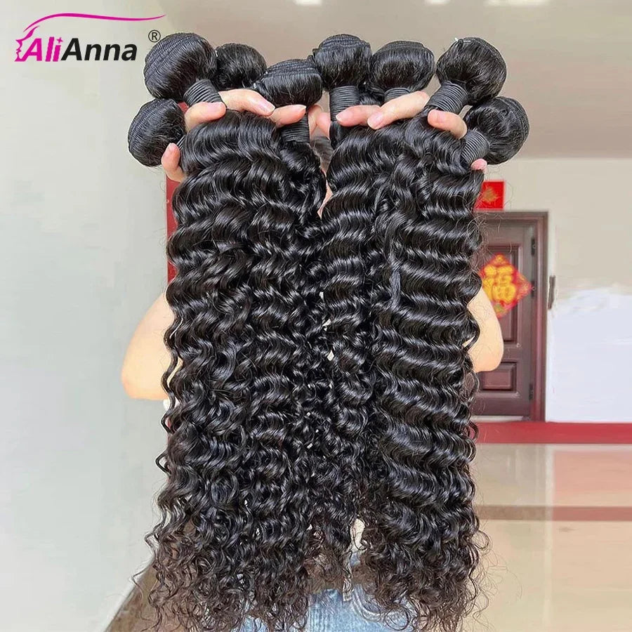 Deep Wave Bundles Human Hair Extensions Real Human Hair Brazilian Human Hair Bundles 100% Curly Bundles Human Hair Fast Shipping