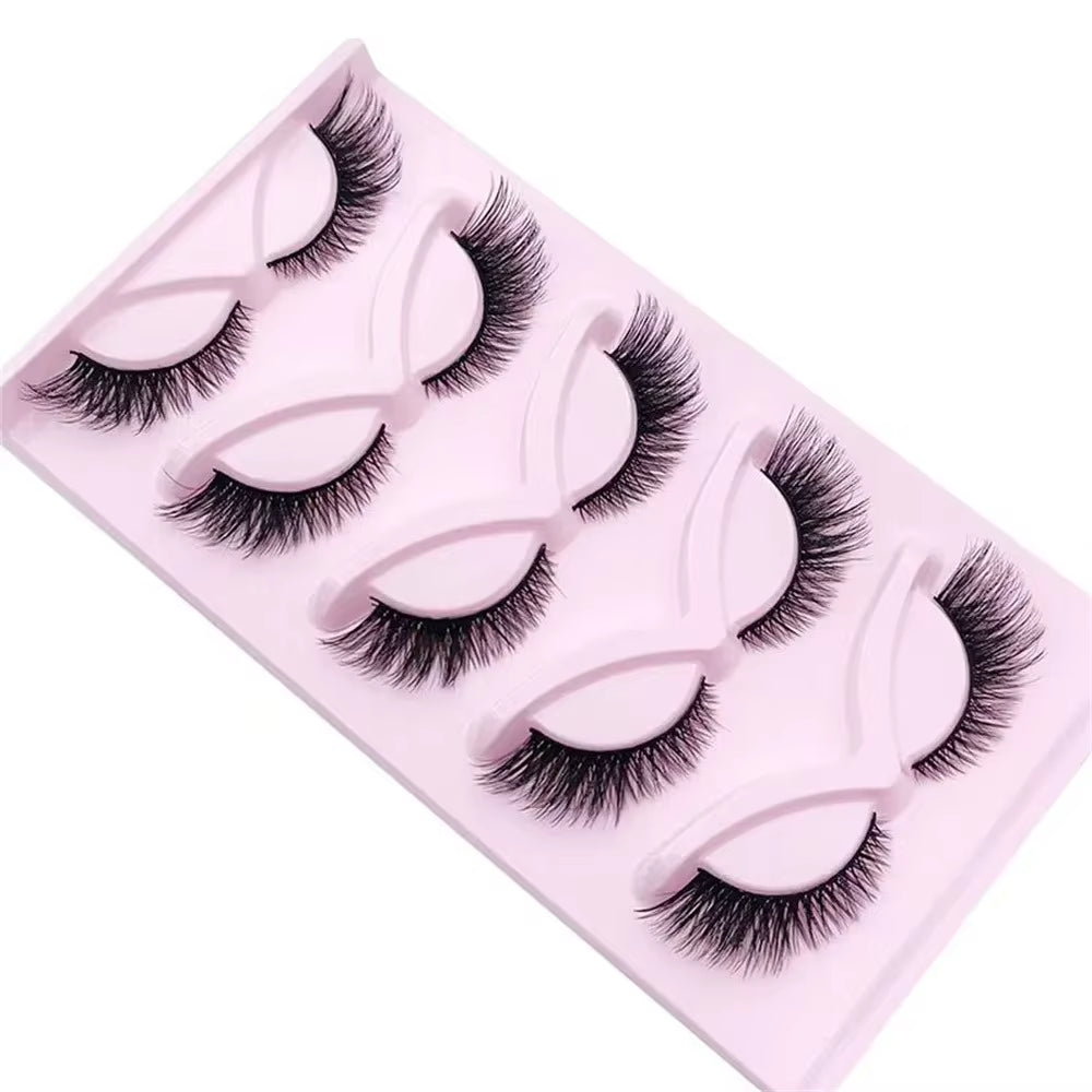 5 Pairs Cat Eye Lashes Wispy Fake Lashes Fluffy Cat Eye Lashes Extensions False Eyelashe