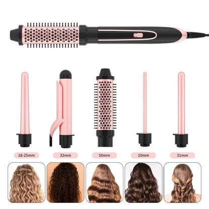 Heikki Vision Hair Curler Iron Set, Interchangeable Ceramic Curling Wand & Curler Brush & Insulated Gloves & Hair Clip, Curling Irons, Instant Heating Hair Styling Tool for Home Salon, Valentine'S Day Gift