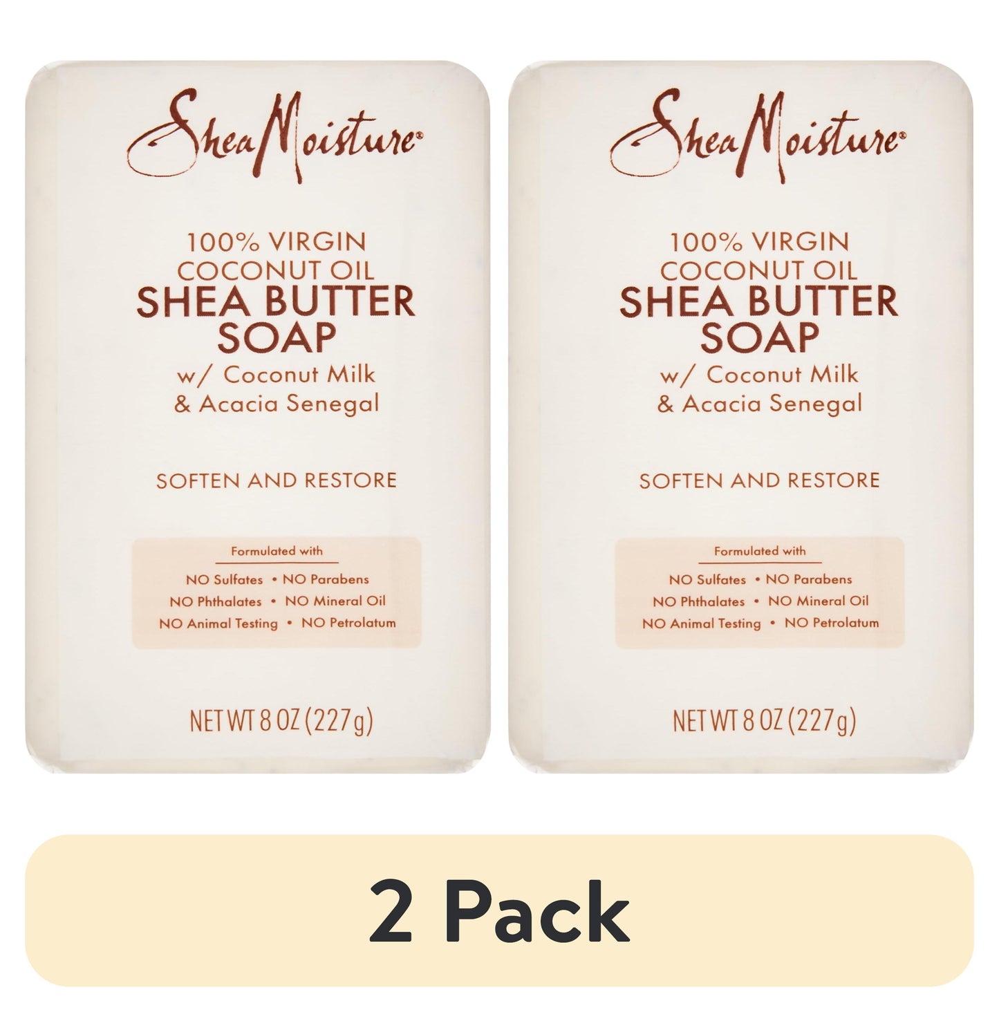 (2 Pack)  Shea Butter Soap 100% Virgin Coconut Oil, 8 Oz
