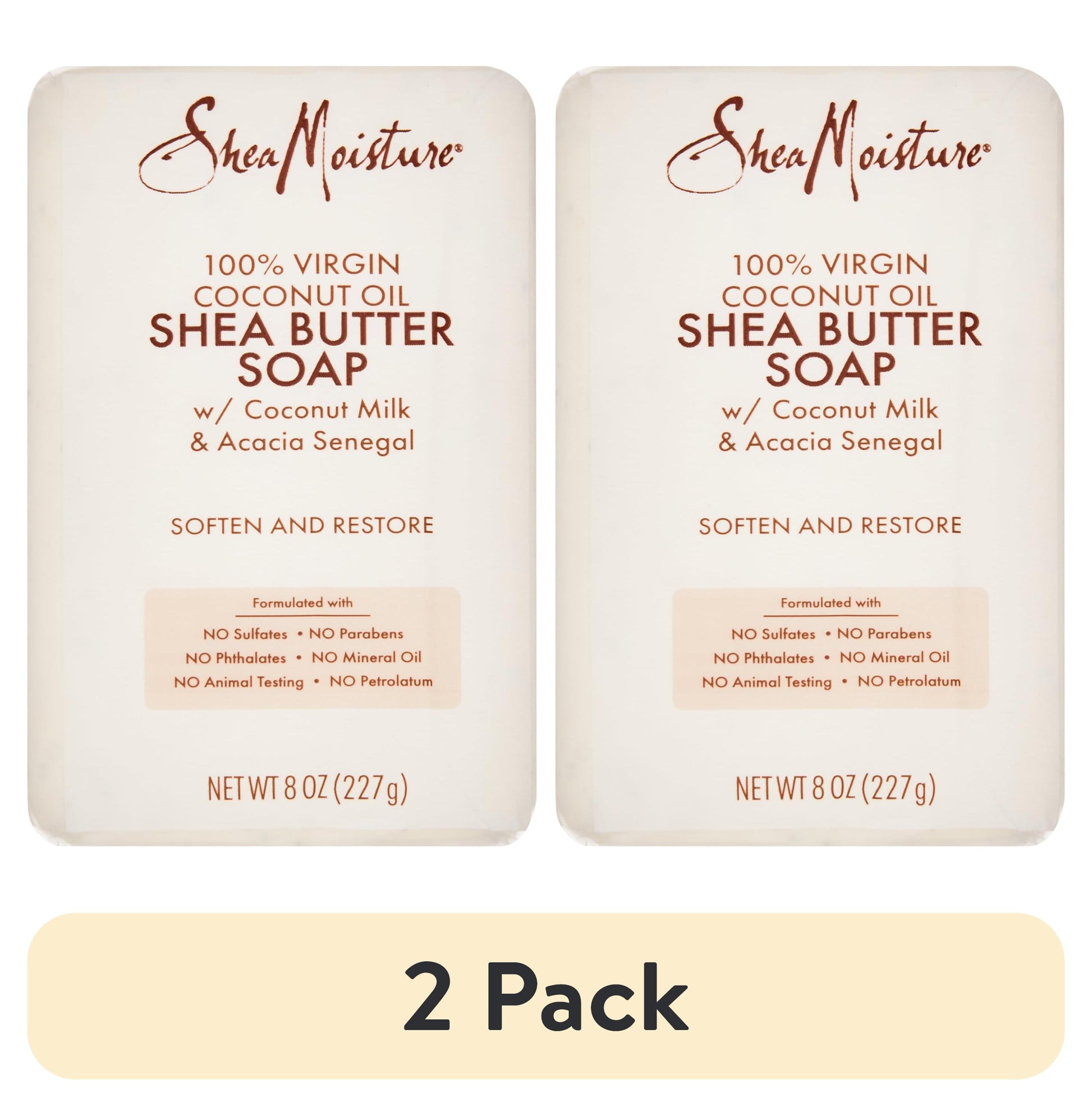 (2 Pack)  Shea Butter Soap 100% Virgin Coconut Oil, 8 Oz
