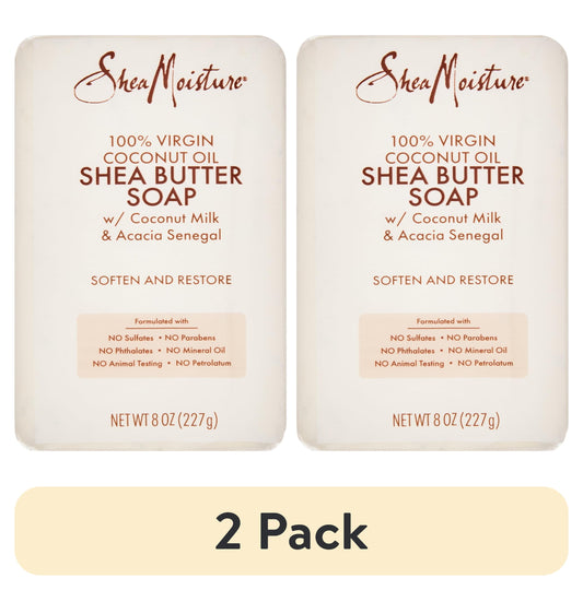 (2 Pack)  Shea Butter Soap 100% Virgin Coconut Oil, 8 Oz