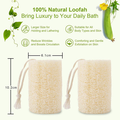 6 Pack Natural Loofah Sponge,Organic Loofah Sponge Organic Luffa Organic Sponge Bath for Shower Scrubbing and Kitchen Cleaning