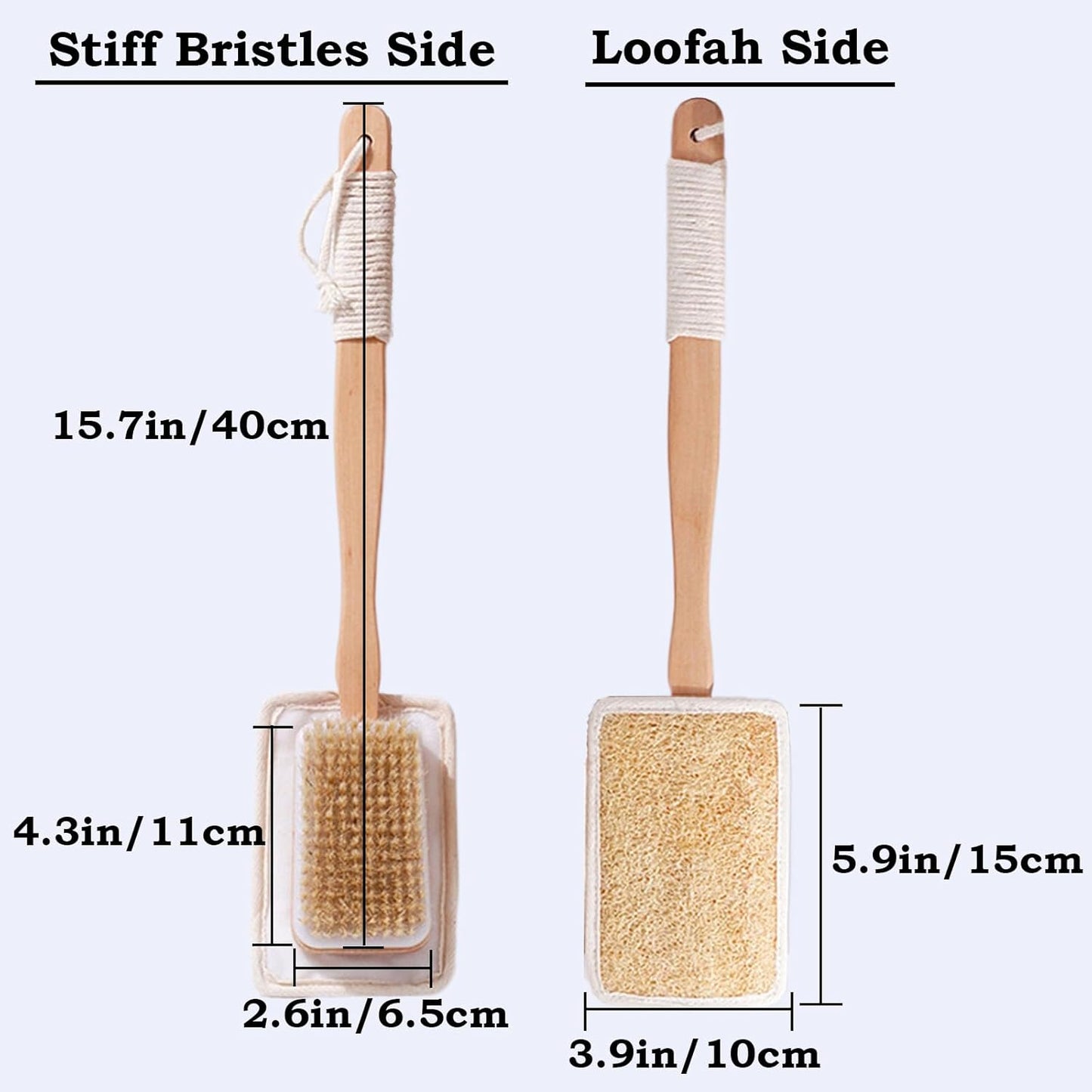 Loofah on a Stick, Back Scrubber for Shower，Long Handle Dual-Sided Body Brush, Exfoliator for Bath or Dry Brush，Deep Cleansing of Skin.