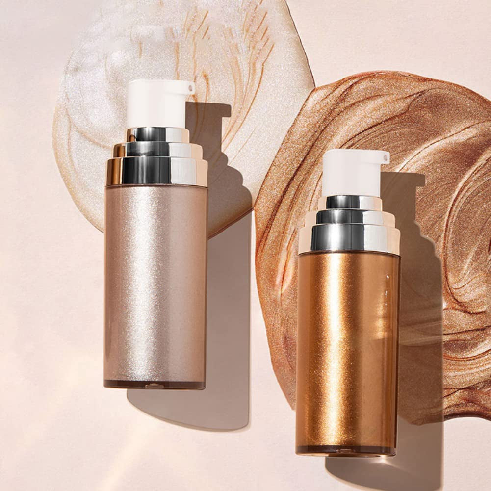 Body Shimmer Oil, Liquid Body Illuminator Drops Face Body Shimmer Oil Long Lasting Smooth Liquid Highlighter Stick Shimmer Highlighter Liquid Bronzer for Face Body Glitter(#03)
