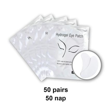 50Pairs Hydrogel Gel Eye Patches Grafting Eyelashes under Eye Patches for Eyelash Extension Paper Application Makeup Supplies