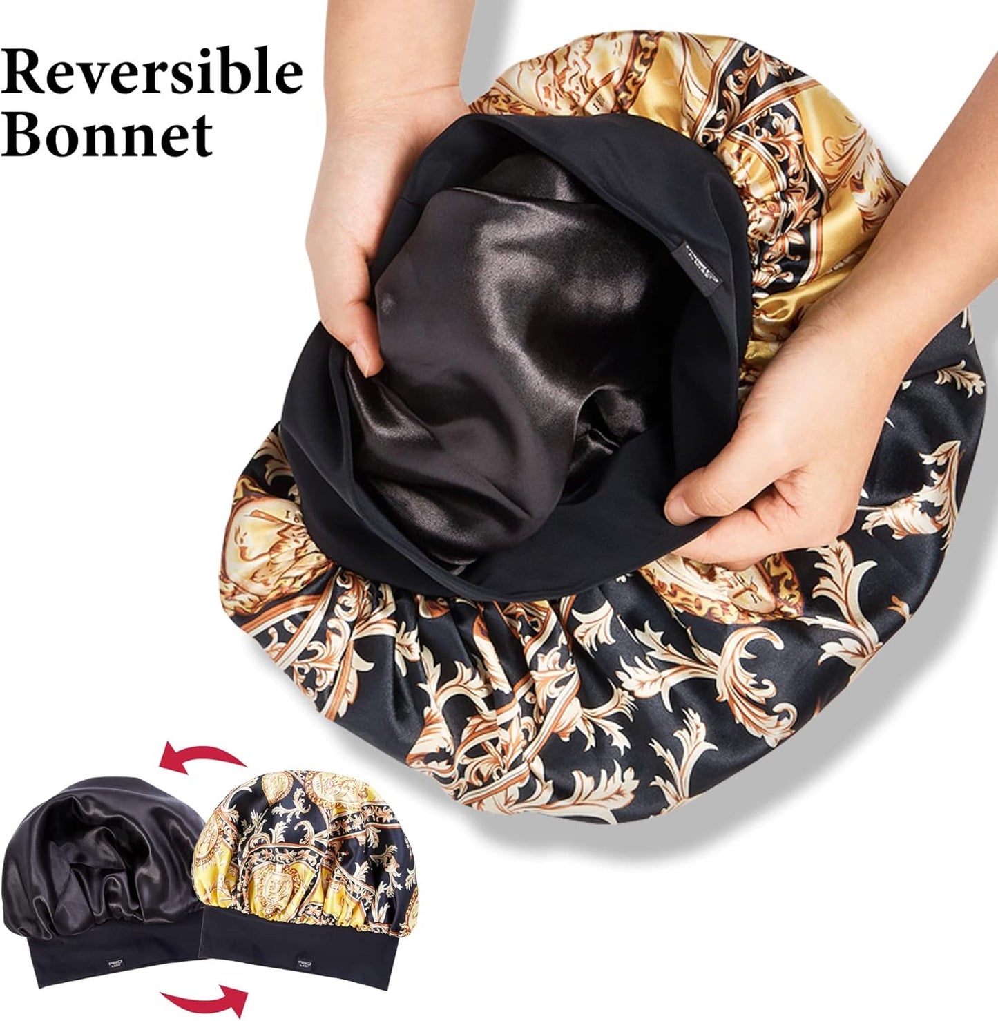 Wide Edge Bonnet Reversible Silky Bonnet Sleep Cap Royallux X Keyshia Cole Frizz Free Bonnet X-Large (Luxury)