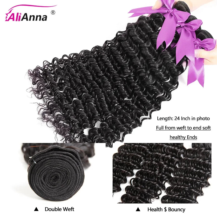 Deep Wave Bundles Human Hair Extensions Real Human Hair Brazilian Human Hair Bundles 100% Curly Bundles Human Hair Fast Shipping