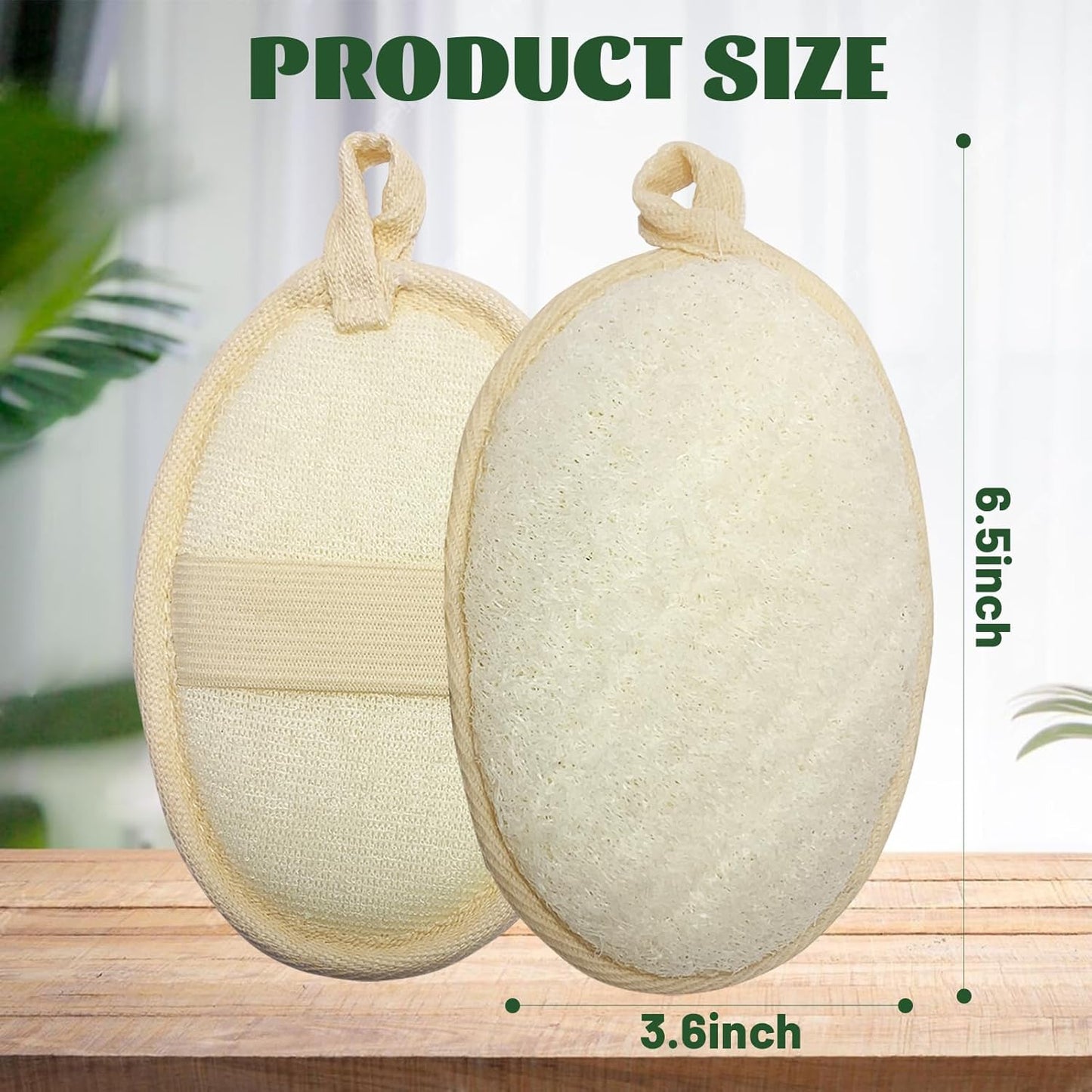 Loofah Exfoliating Body Scrubber, Perfect Loofah Sponge for Men and Women Use in Shower, Shower Loofah (2 Packs) Made with Natural Loofah, Shower Scrubber for Body, White