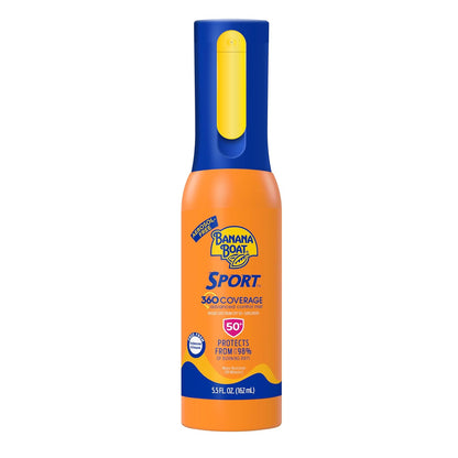 Sport 360 Coverage Sunscreen Spray SPF 50, Non-Aerosol, 360° Coverage, 5.5Oz Refillable Mist Bottle, Spray Sunscreen SPF 50