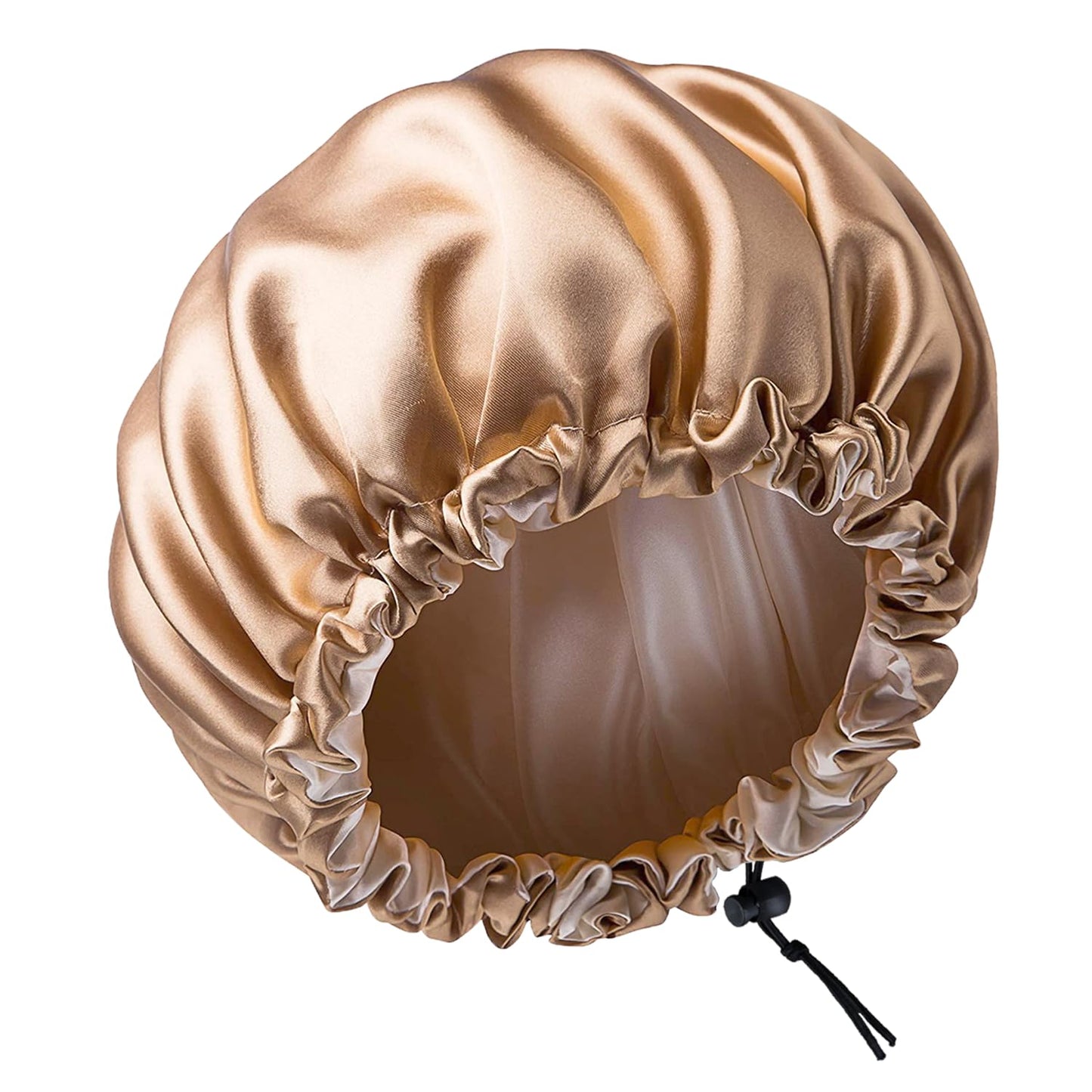 Silk Bonnet, Satin Bonnet Reversible Double Silky Satin Layers Sleep Bonnet, Adjustable Satin Sleep Cap, Two Color in One, Reversible (Gold)