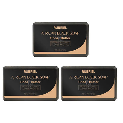 100G AFRICAN BLACK SOAP Shea Butter Bar Moisturizing Acne Treatment Cleanser for Clear Skin Care Deep Cleaning Glowing