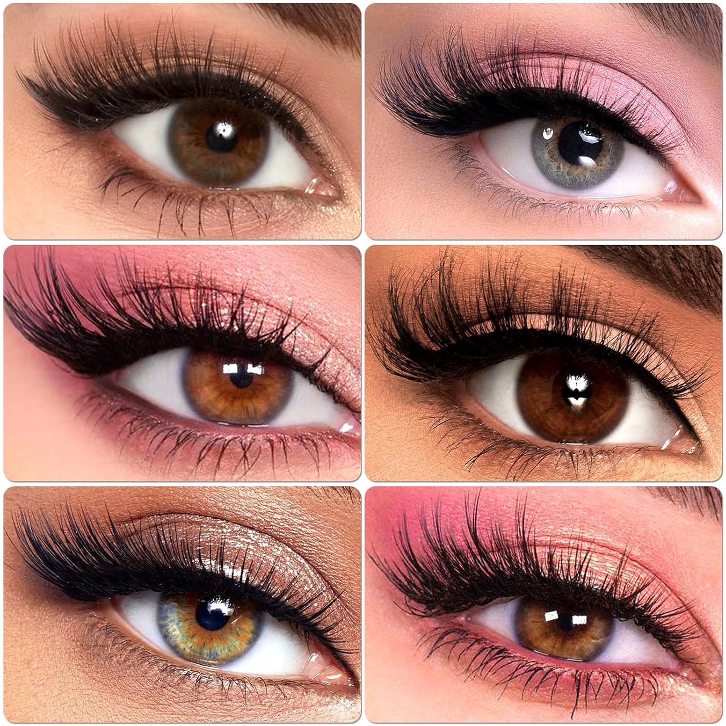 7 Pairs Fake Eyelashes Fluffy False Eyelashes Cat Eye Faux Mink Wispy Lashes Natural Look Lash Extension Eye Lashes 6-21Mm 6D Volume Strips False Lashes with Tweezer for Women Teen Girls