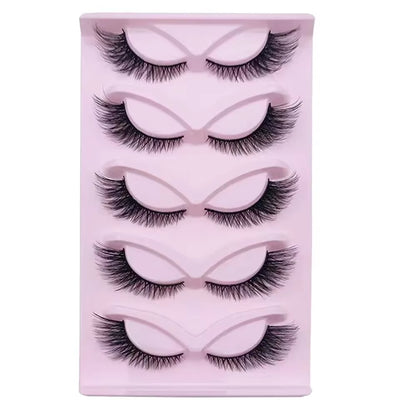 5 Pairs Cat Eye Lashes Wispy Fake Lashes Fluffy Cat Eye Lashes Extensions False Eyelashe