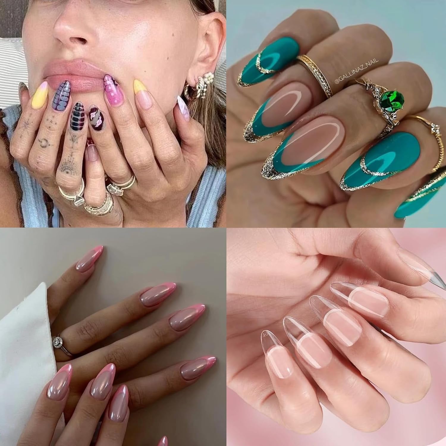 Nail Tips Almond Shape 600Pcs with 12 Sizes Almond Nail Tips Gel X Nail Tips Acrylic Full Cover Nail Tips Art DIY Salon