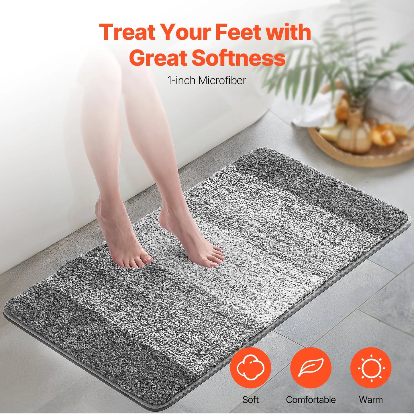 Bathroom Rug 36X24 Absorbent Soft Bath Mat Machine Washable Quick Dry Non-Slip