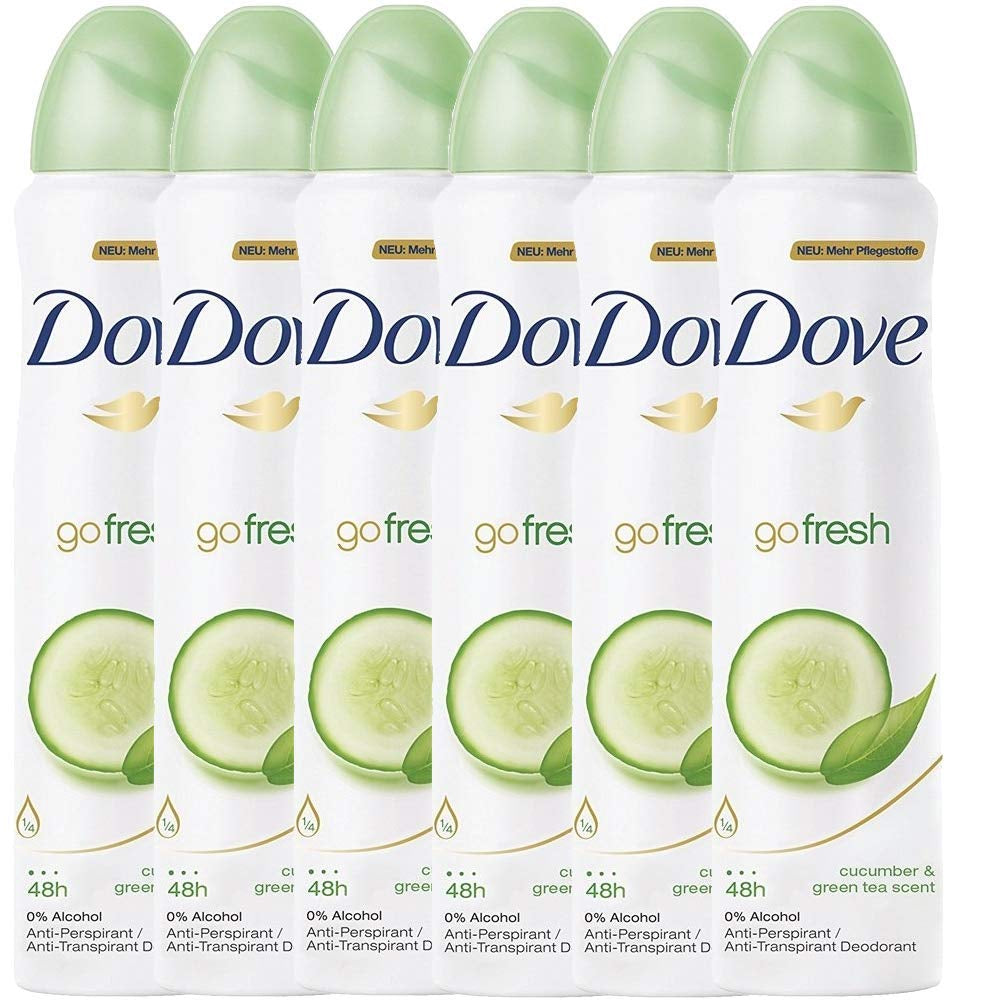 Anti-Perspirant Deodorant Spray, Cucumber & Green Tea, Dry 48 Hour Protection 150 Ml (Pack of 6)