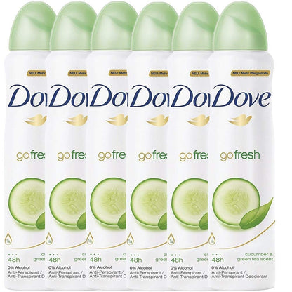 Anti-Perspirant Deodorant Spray, Cucumber & Green Tea, Dry 48 Hour Protection 150 Ml (Pack of 6)