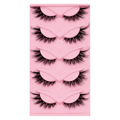 5 Pair Fake Lashes Eye Lashes Natural Look False Eyelashes Corner Lashes Handmade Lashes Reusable Mink Lashes 3D Mink Lashes