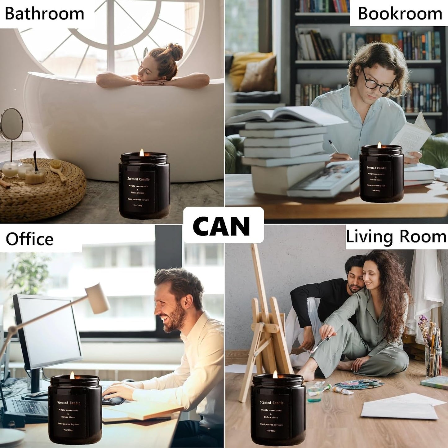 Sage Candle - Sage Candles for Cleansing, Soy Candles Non Toxic, Velas Aromáticas Para El Hogar, Strong Scented Candles, White Sage Candle, Mix Fragrance Smokeless 100% Natural 7Oz 40H(Sage &Sea Salt)