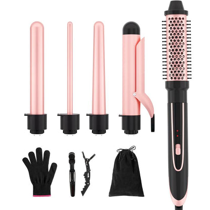 Heikki Vision Hair Curler Iron Set, Interchangeable Ceramic Curling Wand & Curler Brush & Insulated Gloves & Hair Clip, Curling Irons, Instant Heating Hair Styling Tool for Home Salon, Valentine'S Day Gift