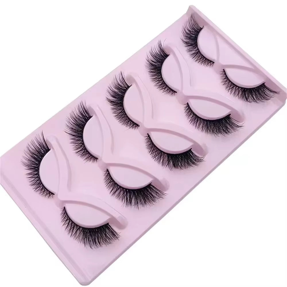 5 Pairs Cat Eye Lashes Wispy Fake Lashes Fluffy Cat Eye Lashes Extensions False Eyelashe