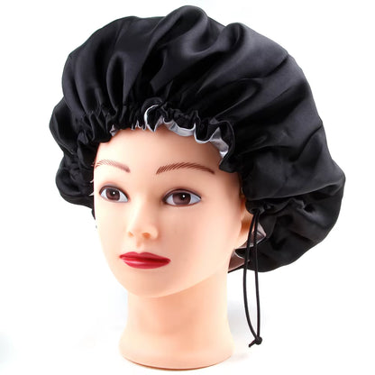 Sleeping Satin Hair Cap Curls Reversible Night Hat Double Layer Silky Bonnet Adjusting Button Bonet Women Hair Heating Cap Tool