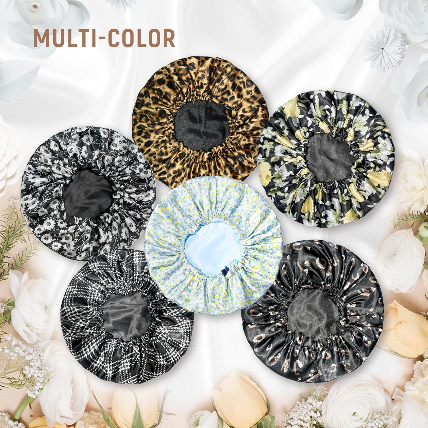 Silk Bonnet for Sleeping Women Satin Bonnet Hair Bonnet for Curly Hair Night Sleep Cap (Leopard)