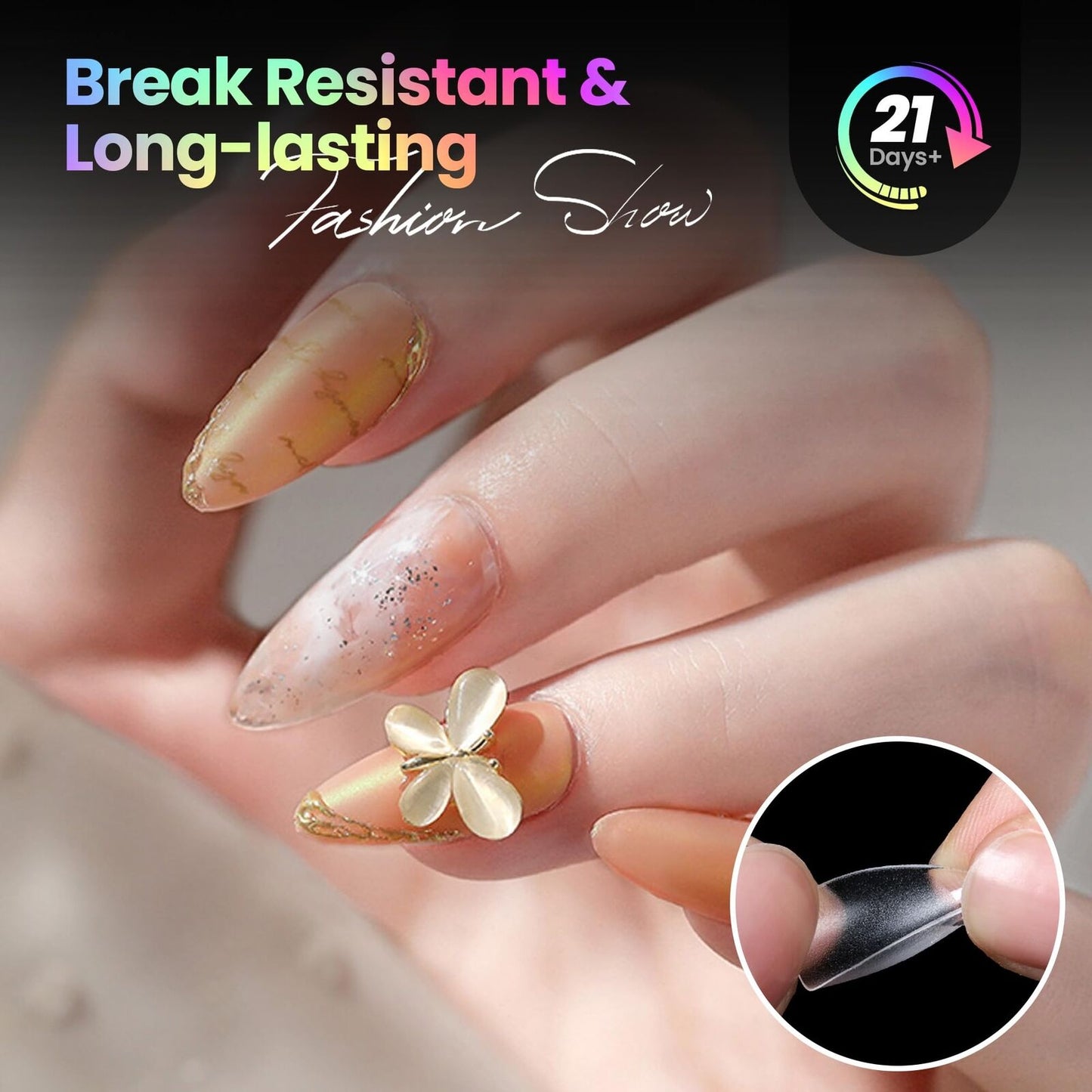 600Pcs Medium Almond Nail Tips - Pre Shaped Soft Gel X Nail Tips Half Matte F...