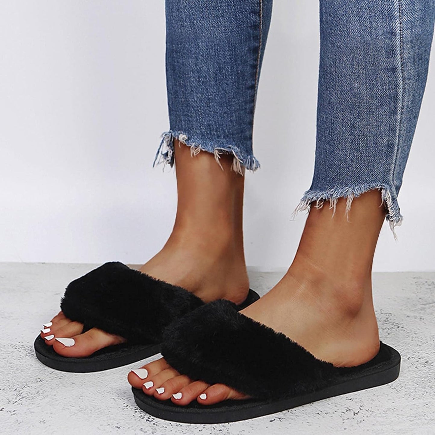 Slippers for Women,Women'S Fashion Casual Fuzzy Lightweight House Slippers Slip on Open Toe Soft Indoor Outdoor Slippers