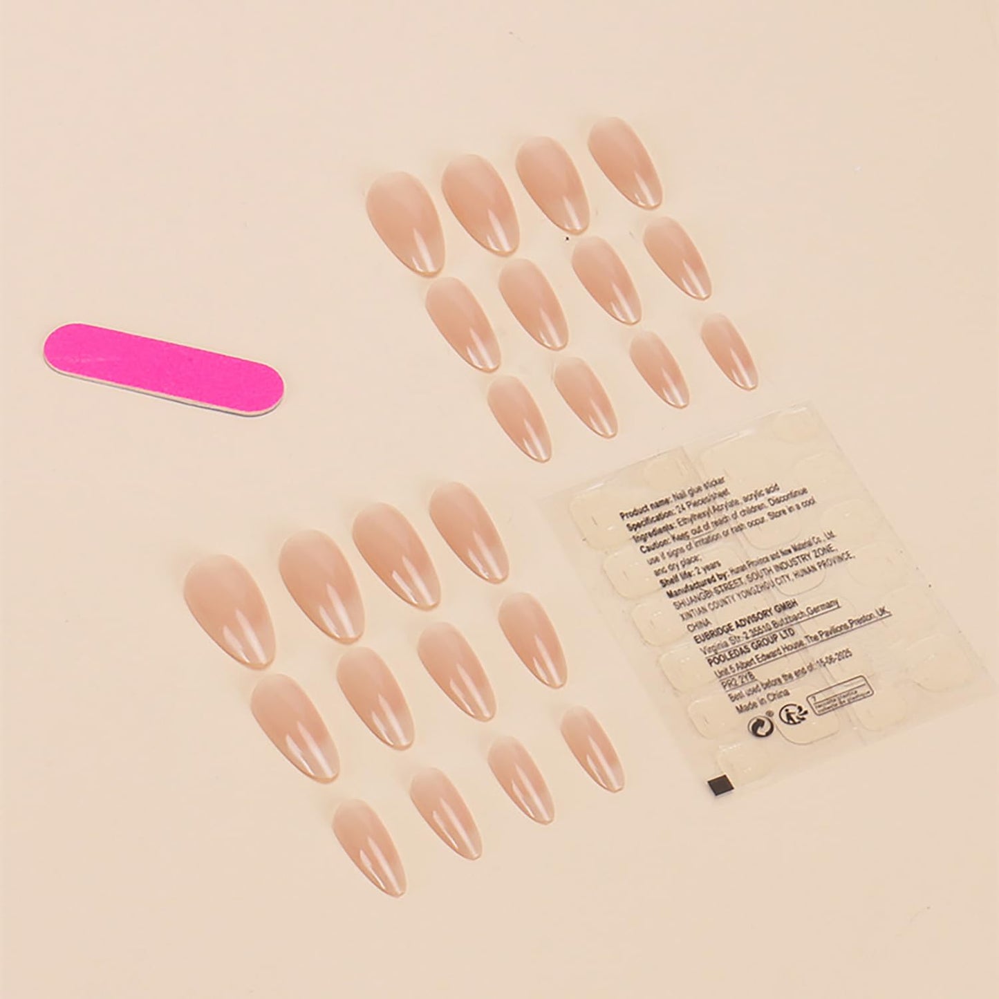 24Pcs Nude Gradient French Tip Press on Nails Medium Length Almond Shaped Artificial Acrylic Fake Nails  Full Cover Reusable Glossy Nature French Coffin False Nails Glue on Nails for Women