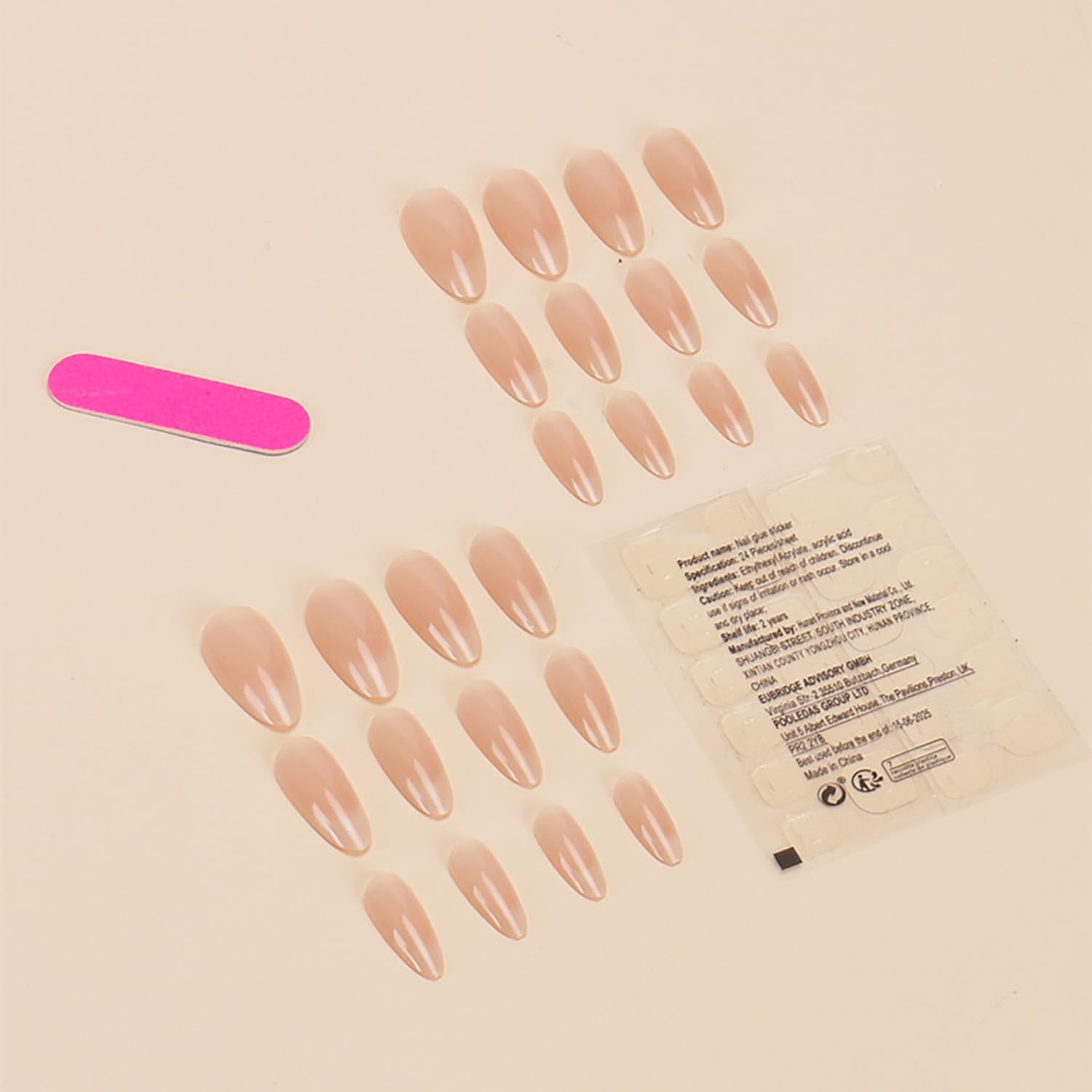 24Pcs Nude Gradient French Tip Press on Nails Medium Length Almond Shaped Artificial Acrylic Fake Nails  Full Cover Reusable Glossy Nature French Coffin False Nails Glue on Nails for Women