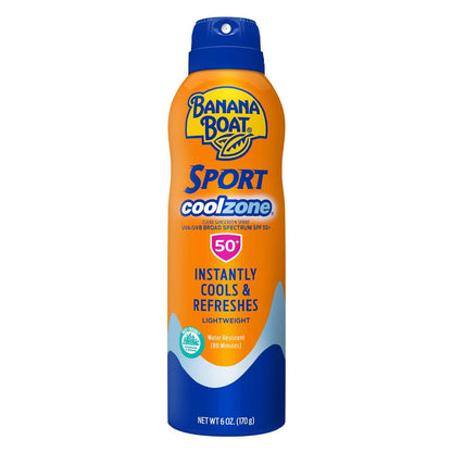 Sport Cool Zone SPF 50 Sunscreen Spray, 6Oz | Sport Sunscreen Spray SPF 50, Clear Sunscreen Spray,  Sunscreen Spray SPF 50, Oxybenzone Free Sunscreen, 6Oz