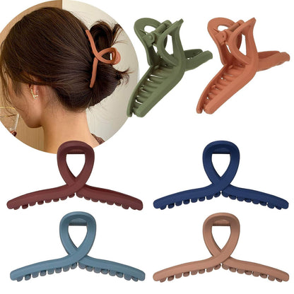 Hair Claw Clip 6 Color Hair Jaw Clamp Clips 4.3 Inch Nonslip Hair Claw Strong Hold Matte Butterfly Clip Clamp Hair Styling Accessories for Women Girls Thin Thick Fine Hair