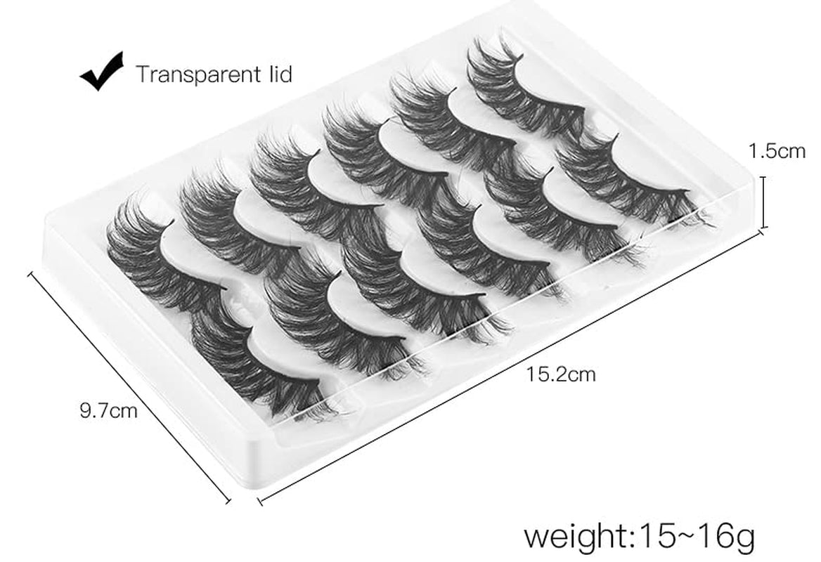 Mink Lashes Wispy False Eyelashes Cat Eye Lashes Natural Look Fluffy 8D Volume Strip Fake Eyelashes 6 Pairs Pack, Long-Lasting, Ultra-Light, CC Curl Lash Extension Effect (CD22)