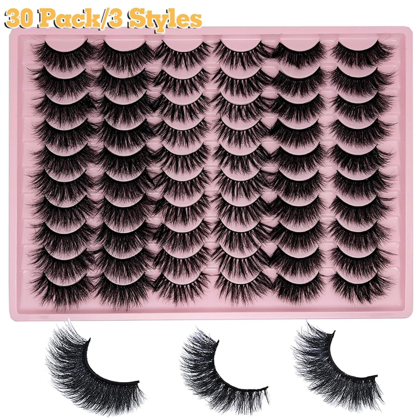 Mink Lashes Pack Fluffy Wispy Strip Lashes Natural Look 3D Cat Eye Eyelashes Book 18Mm Long Volume C Curl Faux Mink Lash Strips Multipack (3 Styles)