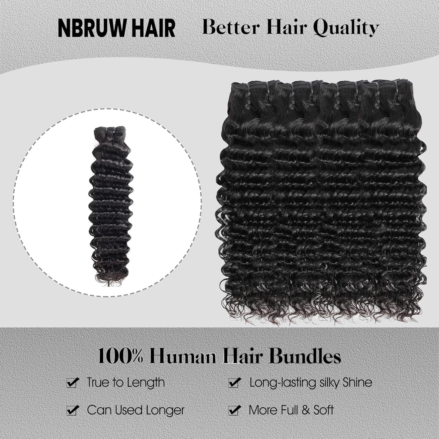 Human Hair Bundles 20 22 24 26 Inch Deep Wave Bundles Human Hair 12A 4 Bundles Human Hair 100% Unprocessed Virgin Deep Curly Human Hair Bundles Deals Real Human Hair Extensions Natural Black